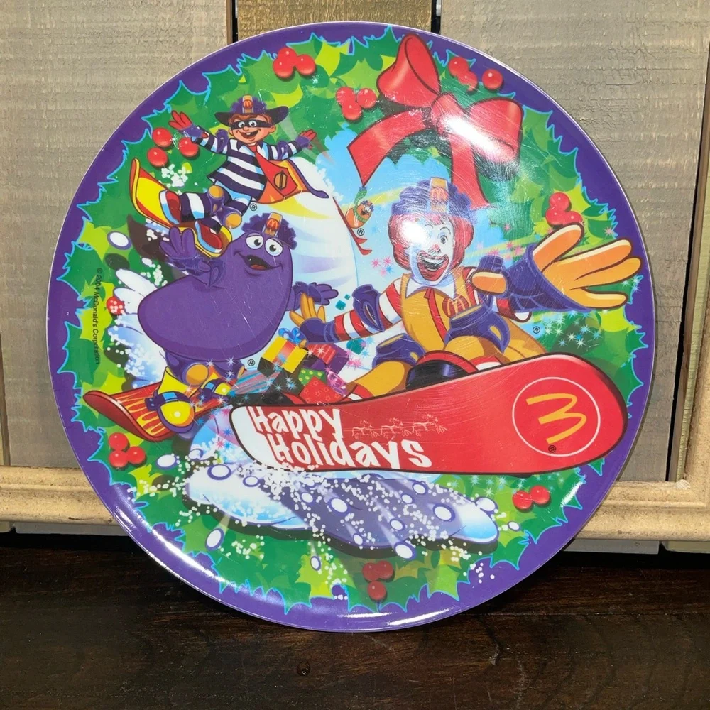 2 Collectible McDonalds‎ Happy Holidays Christmas snowboard Ronald plates 2004